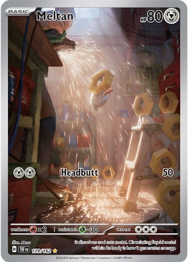 Buy Pokemon cards Australia - Meltan 179/162 - Premium Raw Card from Monster Mart - Pokémon Card Emporium - Shop now at Monster Mart - Pokémon Cards Australia. Illustration Rare, MMB20, New 25 Mar, Temporal Forces