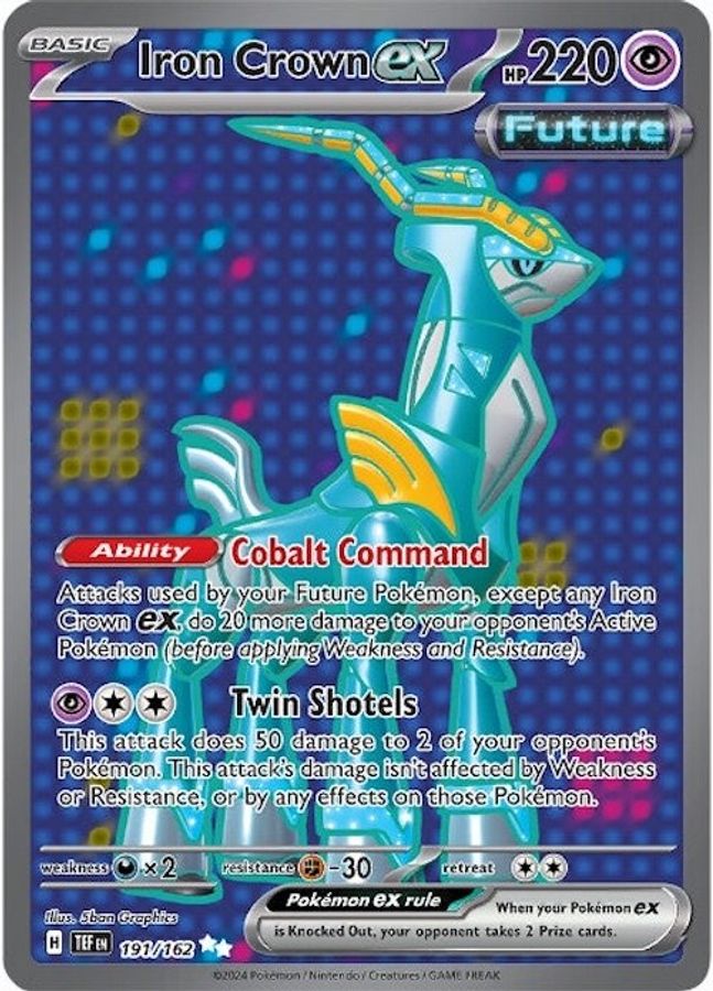 Buy Pokemon cards Australia - Iron Crown EX 191/162 - Premium Raw Card from Monster Mart - Pokémon Card Emporium - Shop now at Monster Mart - Pokémon Cards Australia. EX, MMB10, New 25 Mar, Temporal Forces