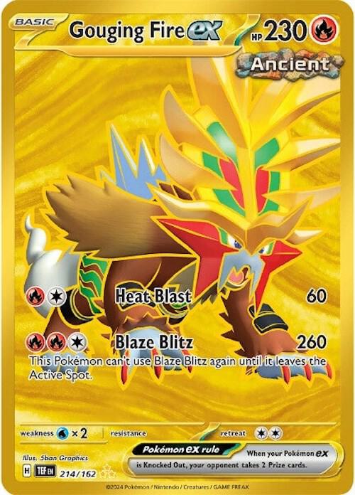 Buy Pokemon cards Australia - Gouging Fire EX 214/162 - Premium Raw Card from Monster Mart - Pokémon Card Emporium - Shop now at Monster Mart - Pokémon Cards Australia. EX, Gold, Hyper Rare, NEW 23 Sep, Temporal Forces