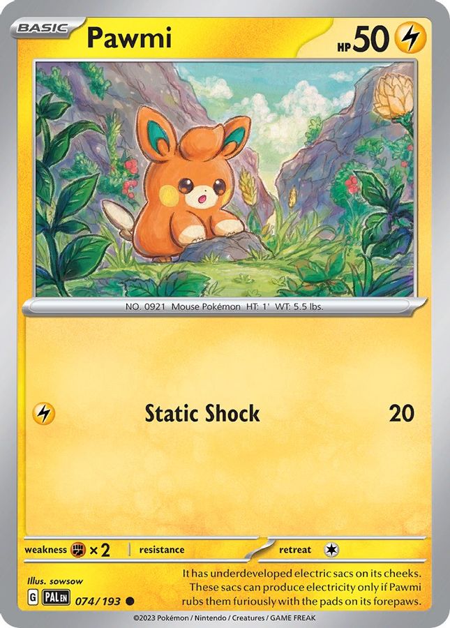 Buy Pokemon cards Australia - Pawmi Cosmos Holo 074/193 - Premium Raw Card from Monster Mart - Pokémon Card Emporium - Shop now at Monster Mart - Pokémon Cards Australia. Cosmos Foil, New 24 Apr, Promo