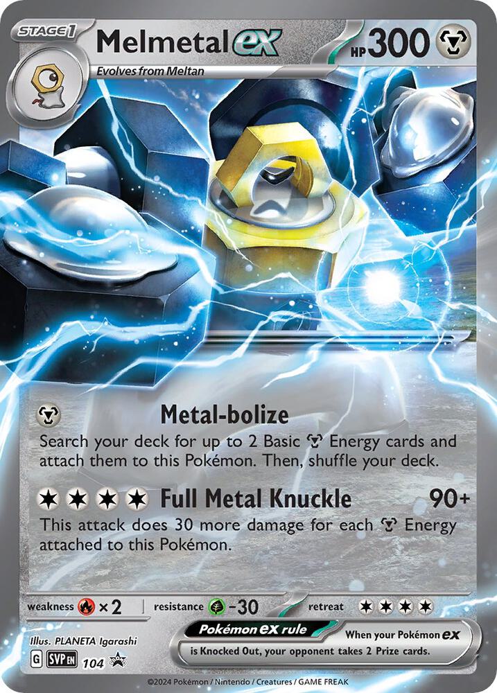 Buy Pokemon cards Australia - Melmetal EX 105/142 - Premium Raw Card from Monster Mart - Pokémon Card Emporium - Shop now at Monster Mart - Pokémon Cards Australia. EX, NEW 30 Sep, Promo, Scarlet & Violet Promo, Stellar Crown