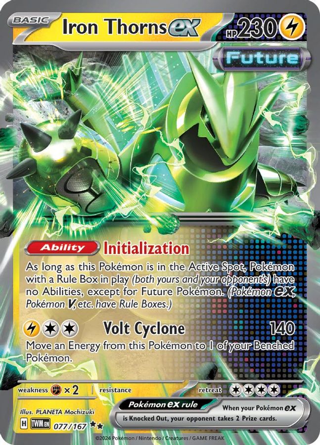 Buy Pokemon cards Australia - Iron Thorns EX 077/167 - Premium Raw Card from Monster Mart - Pokémon Card Emporium - Shop now at Monster Mart - Pokémon Cards Australia. EX, NEW 5 Jun, Twilight Masquerade