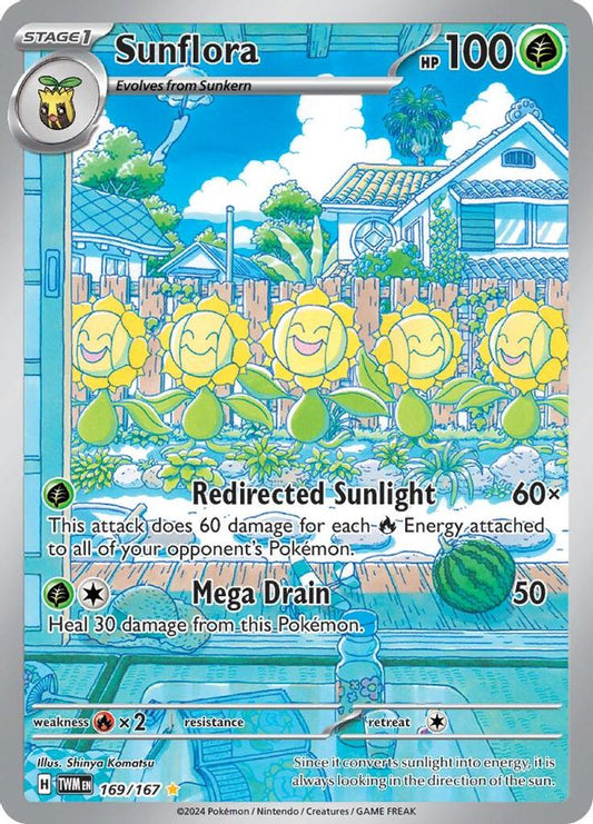 Buy Pokemon cards Australia - Sunflora 169/167 - Premium Raw Card from Monster Mart - Pokémon Card Emporium - Shop now at Monster Mart - Pokémon Cards Australia. Illustration Rare, NEW 5 Jun, Twilight Masquerade