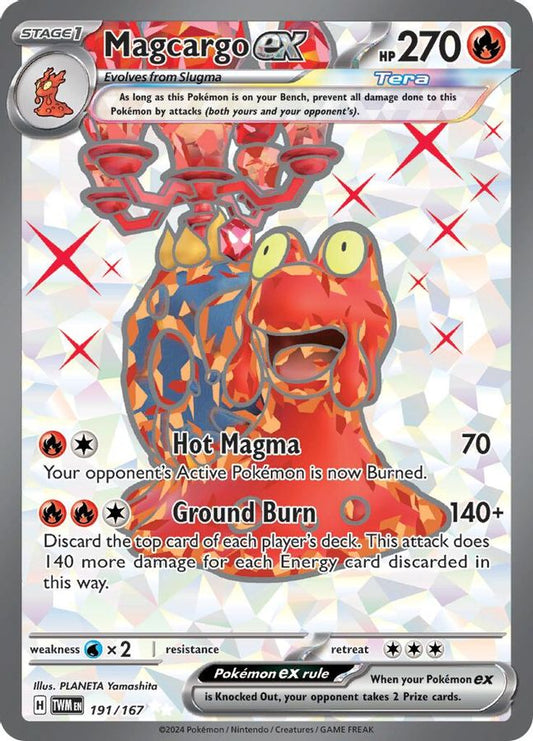 Buy Pokemon cards Australia - Magcargo EX 191/167 - Premium Raw Card from Monster Mart - Pokémon Card Emporium - Shop now at Monster Mart - Pokémon Cards Australia. EX, NEW 5 Jun, Twilight Masquerade, Ultra Rare
