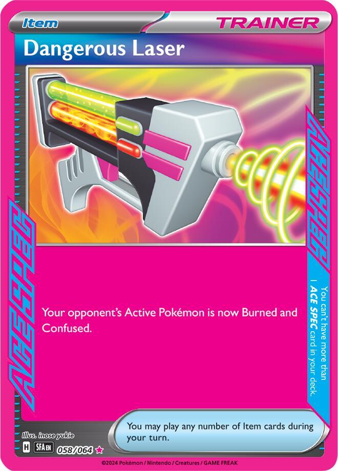 Buy Pokemon cards Australia - Dangerous Laser 058/064 - Premium Raw Card from Monster Mart - Pokémon Card Emporium - Shop now at Monster Mart - Pokémon Cards Australia. ACE SPEC Rare, NEW 13 Aug, Shrouded Fable, Trainer