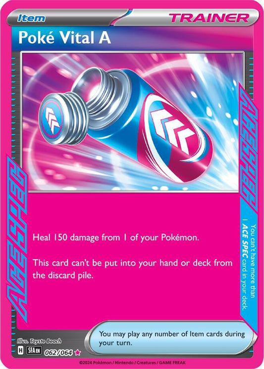 Buy Pokemon cards Australia - Poke Vital A 062/064 - Premium Raw Card from Monster Mart - Pokémon Card Emporium - Shop now at Monster Mart - Pokémon Cards Australia. ACE SPEC Rare, NEW 13 Aug, Shrouded Fable, Trainer