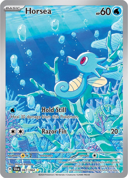 Buy Pokemon cards Australia - Horsea 067/064 - Premium Raw Card from Monster Mart - Pokémon Card Emporium - Shop now at Monster Mart - Pokémon Cards Australia. Illustration Rare, NEW 13 Aug, Shrouded Fable