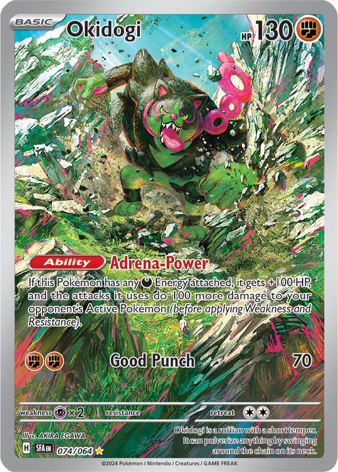 Buy Pokemon cards Australia - Okidogi 074/064 - Premium Raw Card from Monster Mart - Pokémon Card Emporium - Shop now at Monster Mart - Pokémon Cards Australia. Illustration Rare, NEW 13 Aug, Shrouded Fable