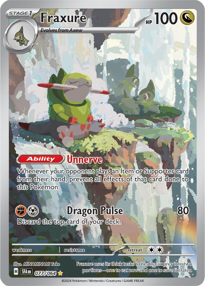 Buy Pokemon cards Australia - Fraxure 077/064 - Premium Raw Card from Monster Mart - Pokémon Card Emporium - Shop now at Monster Mart - Pokémon Cards Australia. Illustration Rare, NEW 13 Aug, Shrouded Fable