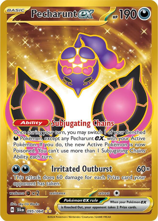 Buy Pokemon cards Australia - Pecharunt EX 095/064 - Premium Raw Card from Monster Mart - Pokémon Card Emporium - Shop now at Monster Mart - Pokémon Cards Australia. EX, Gold, Hyper Rare, NEW 13 Aug, Shrouded Fable