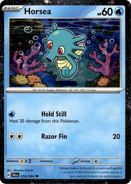 Buy Pokemon cards Australia - Horsea Cosmos Holo 010/064 - Premium Raw Card from Monster Mart - Pokémon Card Emporium - Shop now at Monster Mart - Pokémon Cards Australia. Cosmos Holo, NEW 6 Nov, Promo