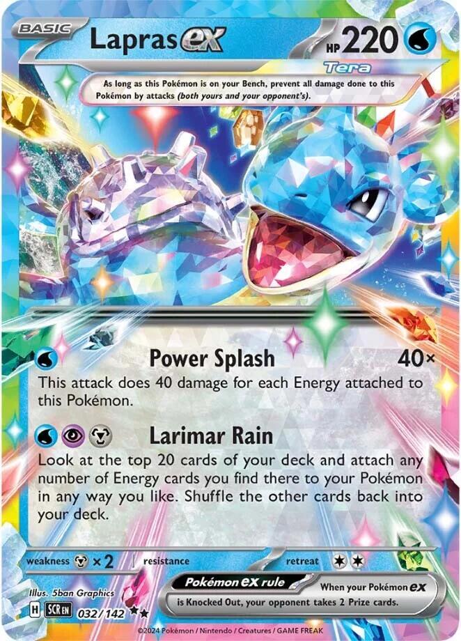 Buy Pokemon cards Australia - Lapras EX 032/142 - Premium Raw Card from Monster Mart - Pokémon Card Emporium - Shop now at Monster Mart - Pokémon Cards Australia. Double Rare, EX, NEW 30 Sep, Stellar Crown