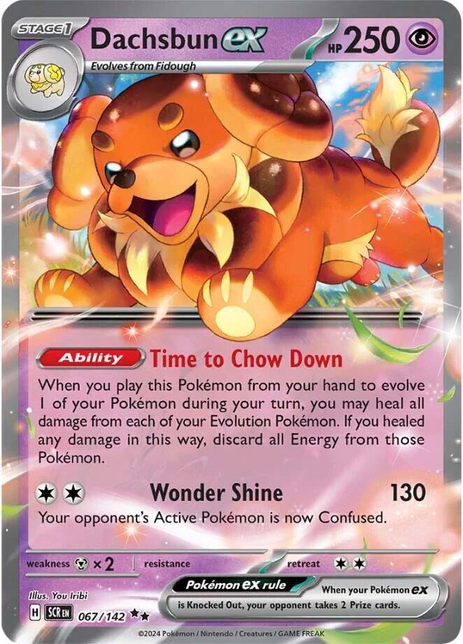 Buy Pokemon cards Australia - Dachsbun EX 067/142 - Premium Raw Card from Monster Mart - Pokémon Card Emporium - Shop now at Monster Mart - Pokémon Cards Australia. Double Rare, EX, NEW 25 Sep, Stellar Crown