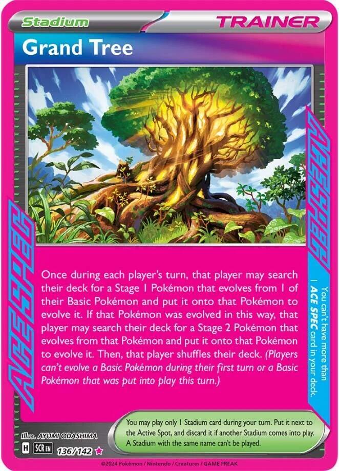 Buy Pokemon cards Australia - Grand Tree 136/142 - Premium Raw Card from Monster Mart - Pokémon Card Emporium - Shop now at Monster Mart - Pokémon Cards Australia. ACE SPEC Rare, NEW 25 Sep, Stellar Crown, Trainer