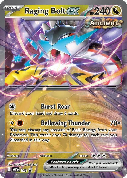 Buy Pokemon cards Australia - Raging Bolt EX 145 - Premium Raw Card from Monster Mart - Pokémon Card Emporium - Shop now at Monster Mart - Pokémon Cards Australia. EX, NEW 30 Sep, Promo, Scarlet & Violet Promo, Stellar Crown