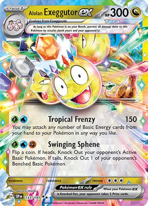 Buy Pokemon cards Australia - Exeggutor EX 133/191 - Premium Raw Card from Monster Mart - Pokémon Card Emporium - Shop now at Monster Mart - Pokémon Cards Australia. Double Rare, EX, NEW 13 Nov, Surging Sparks