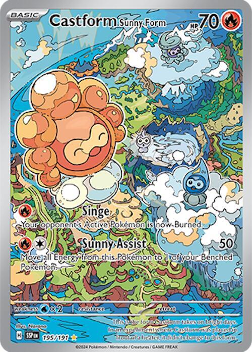 Buy Pokemon cards Australia - Castform 195/191 - Premium Raw Card from Monster Mart - Pokémon Card Emporium - Shop now at Monster Mart - Pokémon Cards Australia. Illustration Rare, NEW 13 Nov, Surging Sparks