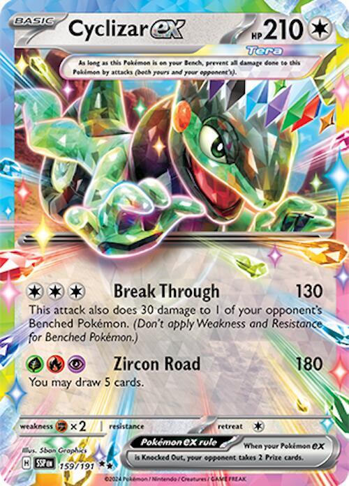 Buy Pokemon cards Australia - Cyclizar EX 159/191 - Premium Raw Card from Monster Mart - Pokémon Card Emporium - Shop now at Monster Mart - Pokémon Cards Australia. Double Rare, EX, NEW 13 Nov, Surging Sparks