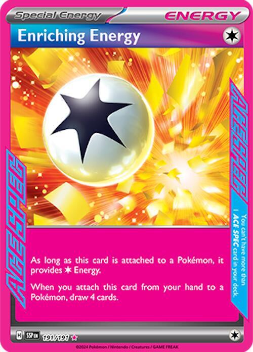 Buy Pokemon cards Australia - Enriching Energy 191/191 - Premium Raw Card from Monster Mart - Pokémon Card Emporium - Shop now at Monster Mart - Pokémon Cards Australia. ACE SPEC Rare, Energy, NEW 25 Nov, Surging Sparks