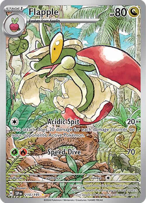 Buy Pokemon cards Australia - Flapple 210/191 - Premium Raw Card from Monster Mart - Pokémon Card Emporium - Shop now at Monster Mart - Pokémon Cards Australia. Illustration Rare, NEW 21 Nov, Surging Sparks