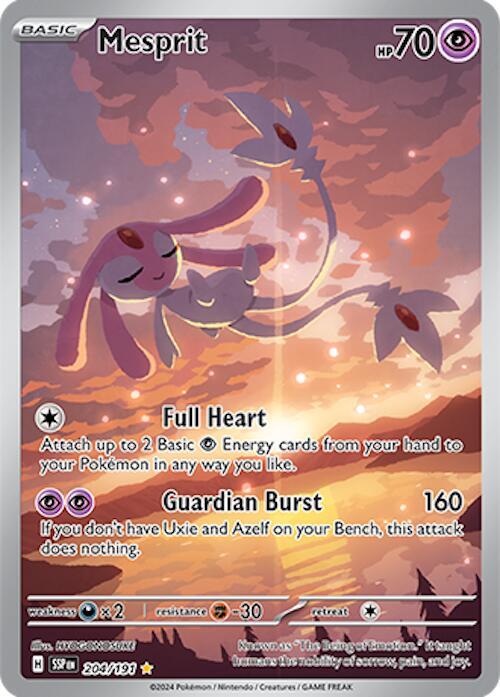 Buy Pokemon cards Australia - Mesprit 204/191 - Premium Raw Card from Monster Mart - Pokémon Card Emporium - Shop now at Monster Mart - Pokémon Cards Australia. Illustration Rare, NEW 25 Nov, Surging Sparks