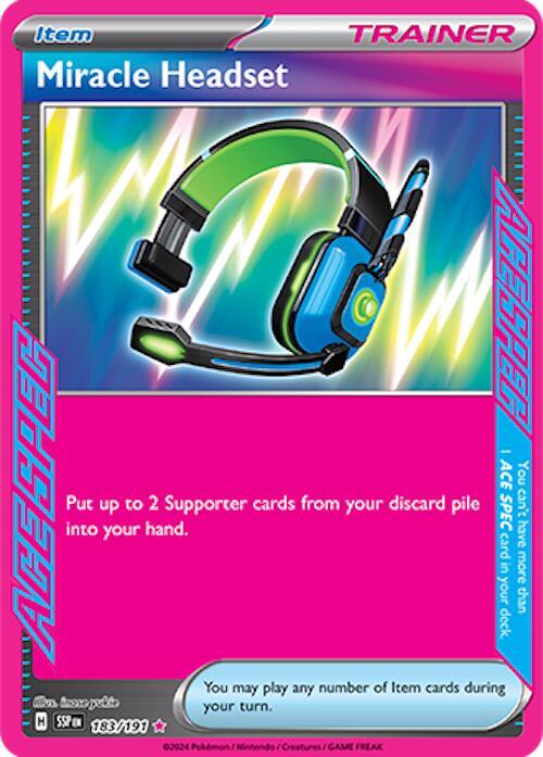 Buy Pokemon cards Australia - Miracle Headset 183/191 - Premium Raw Card from Monster Mart - Pokémon Card Emporium - Shop now at Monster Mart - Pokémon Cards Australia. ACE SPEC Rare, NEW 21 Nov, Surging Sparks, Trainer