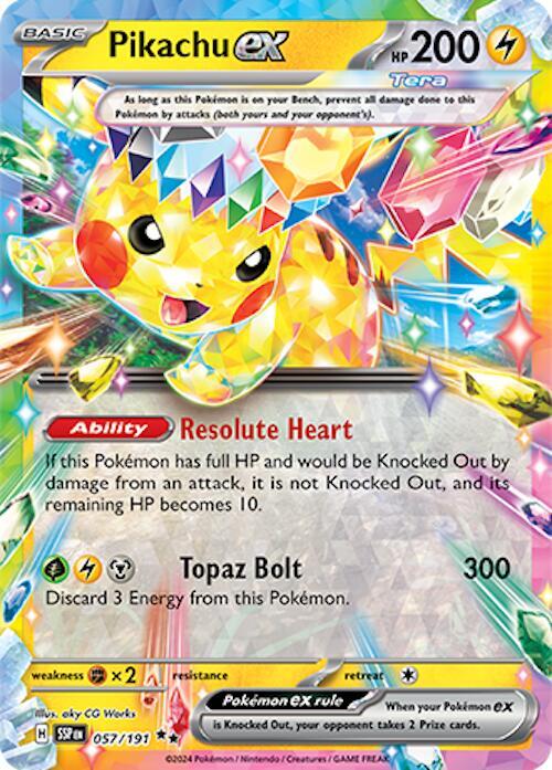 Buy Pokemon cards Australia - Pikachu EX 057/191 - Premium Raw Card from Monster Mart - Pokémon Card Emporium - Shop now at Monster Mart - Pokémon Cards Australia. Double Rare, EX, NEW 14 Nov, Surging Sparks