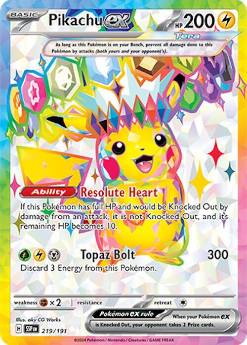 Buy Pokemon cards Australia - Pikachu EX 219/191 - Premium Raw Card from Monster Mart - Pokémon Card Emporium - Shop now at Monster Mart - Pokémon Cards Australia. EX, NEW 22 Nov, Surging Sparks, Ultra Rare