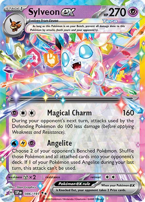 Buy Pokemon cards Australia - Sylveon EX 086/191 - Premium Raw Card from Monster Mart - Pokémon Card Emporium - Shop now at Monster Mart - Pokémon Cards Australia. Double Rare, EX, NEW 13 Nov, Surging Sparks