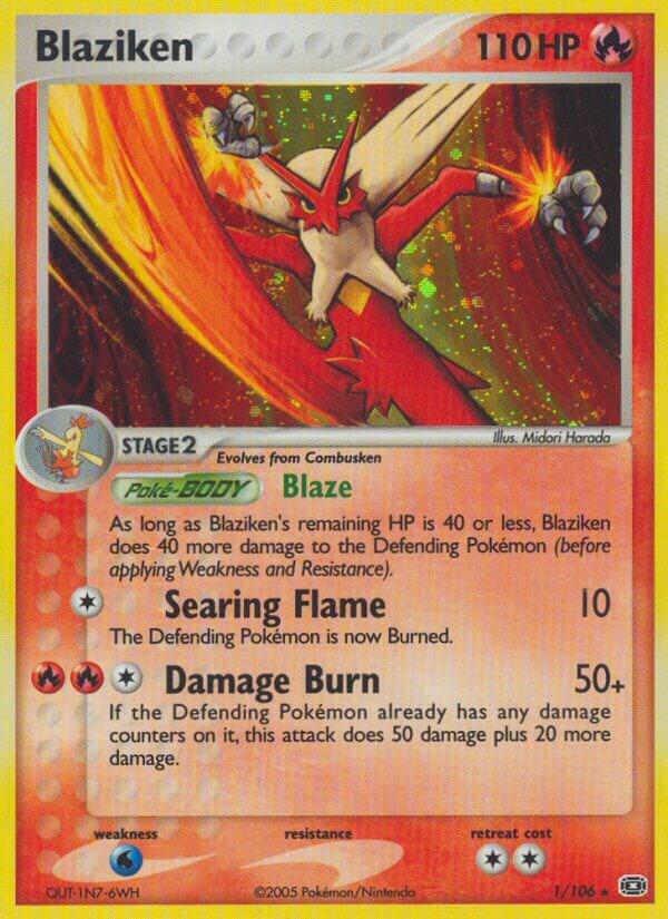 Buy Pokemon cards Australia - Blaziken Holo 1/106 - Premium Raw Card from Monster Mart - Pokémon Card Emporium - Shop now at Monster Mart - Pokémon Cards Australia. Emerald, EX Emerald, Holo, NEW 28 Aug