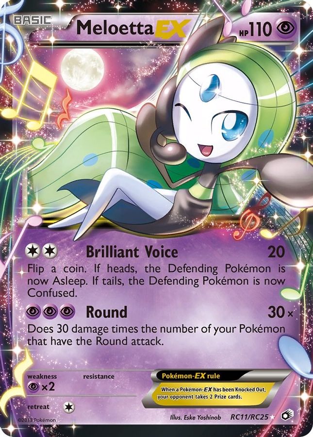 Buy Pokemon cards Australia - Meloetta EX RC11/RC25 - Premium Raw Card from Monster Mart - Pokémon Card Emporium - Shop now at Monster Mart - Pokémon Cards Australia. EX, Legendary Treasures, Radiant Collection