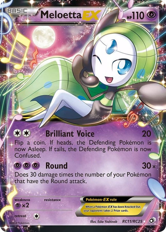 Buy Pokemon cards Australia - Meloetta EX RC11/RC25 - Premium Raw Card from Monster Mart - Pokémon Card Emporium - Shop now at Monster Mart - Pokémon Cards Australia. EX, Legendary Treasures, Radiant Collection