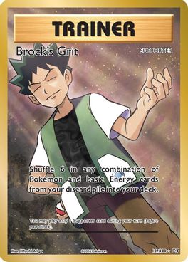 Buy Pokemon cards Australia - Brock's Grit 107/108 - Premium Raw Card from Monster Mart - Pokémon Card Emporium - Shop now at Monster Mart - Pokémon Cards Australia. Evolutions, Full Art, MMB40, Trainer, XY