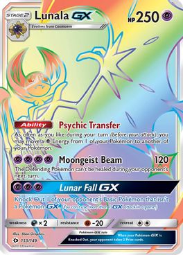 Buy Pokemon cards Australia - Lunala GX 153/149 - Premium Raw Card from Monster Mart - Pokémon Card Emporium - Shop now at Monster Mart - Pokémon Cards Australia. GX, Rainbow, Secret Rare, SM