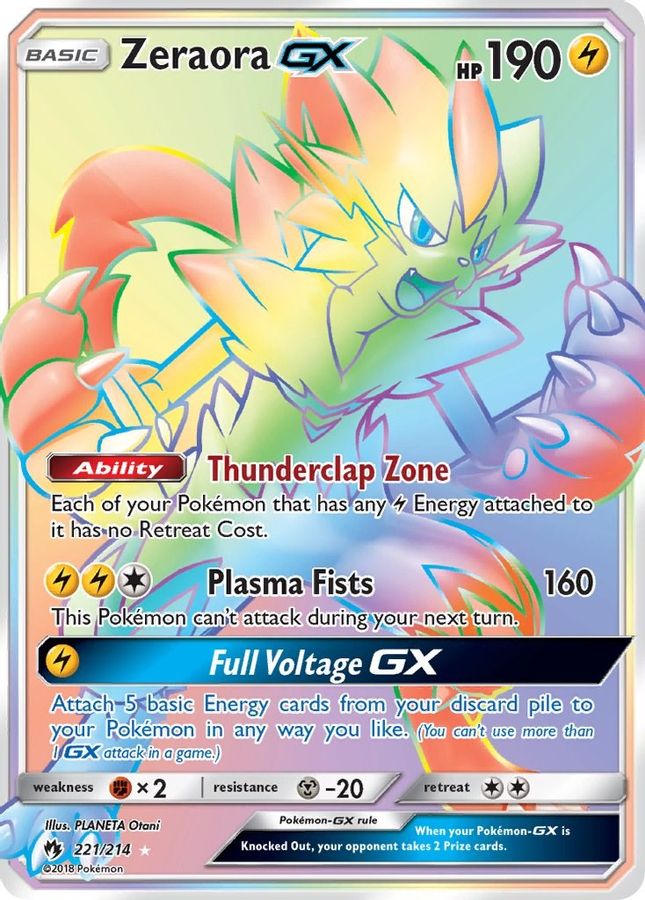 Buy Pokemon cards Australia - Zeraora GX Rainbow 221/214 - Premium  from Monster Mart - Pokémon Card Emporium - Shop now at Monster Mart - Pokémon Cards Australia. GX, Lost Thunder, Sun & Moon