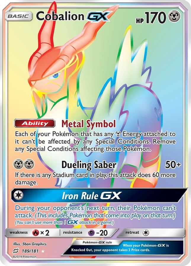 Buy Pokemon cards Australia - Cobalion GX 189/181 - Premium Raw Card from Monster Mart - Pokémon Card Emporium - Shop now at Monster Mart - Pokémon Cards Australia. GX, New 11 Mar, Rainbow, Secret Rare, SM, Team Up