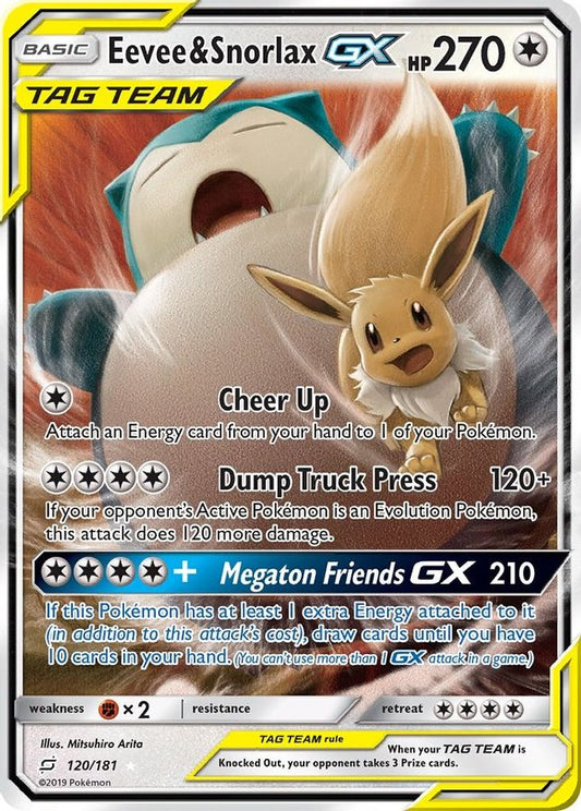 Buy Pokemon cards Australia - Eevee & Snorlax GX 120/181 - Premium Raw Card from Monster Mart - Pokémon Card Emporium - Shop now at Monster Mart - Pokémon Cards Australia. GX, Sun & Moon, Tag Team, Ultra Rare