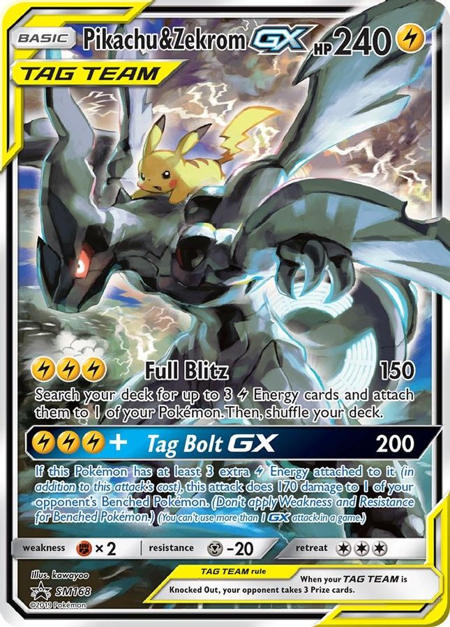 Buy Pokemon cards Australia - Pikachu & Zekrom GX SM168 - Premium Raw Card from Monster Mart - Pokémon Card Emporium - Shop now at Monster Mart - Pokémon Cards Australia. GX, Promo, Sun & Moon, Tag Team