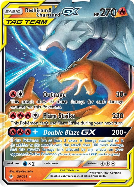 Buy Pokemon cards Australia - Reshiram & Charizard GX 20/214 - Premium Raw Card from Monster Mart - Pokémon Card Emporium - Shop now at Monster Mart - Pokémon Cards Australia. GX, Unbroken Bonds