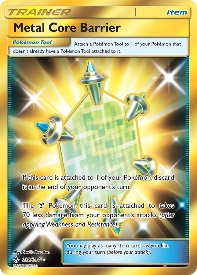 Buy Pokemon cards Australia - Metal Core Barrier 232/214 - Premium Raw Card from Monster Mart - Pokémon Card Emporium - Shop now at Monster Mart - Pokémon Cards Australia. Gold, GX, New 11 Mar, Secret Rare, Trainer, Unbroken Bonds