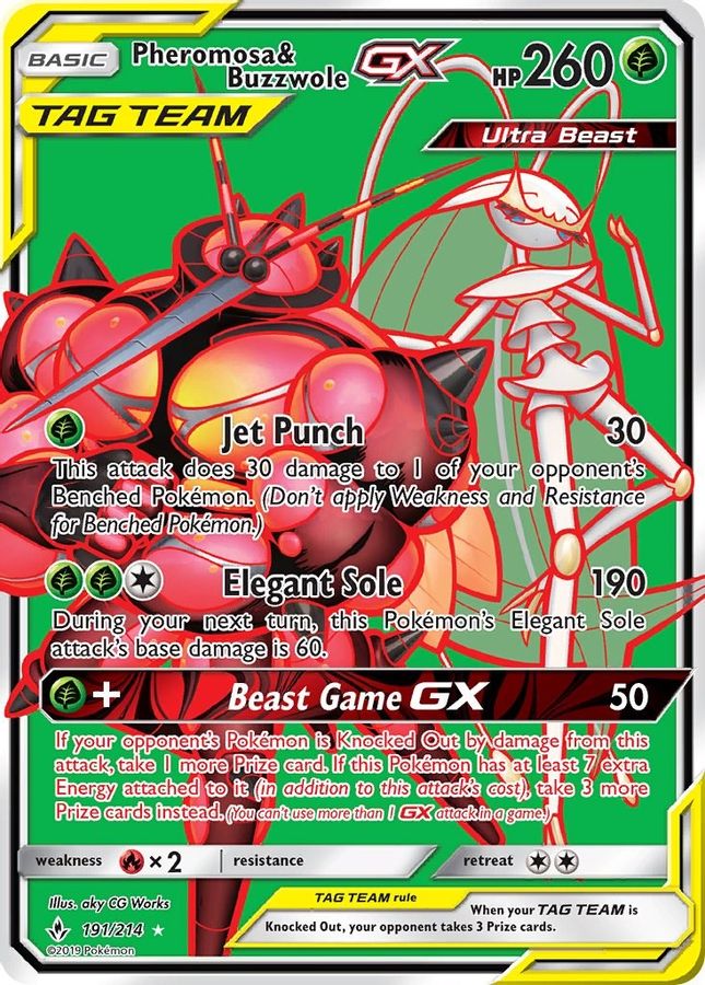 Buy Pokemon cards Australia - Pheromosa & Buzzwole GX 191/214 - Premium Raw Card from Monster Mart - Pokémon Card Emporium - Shop now at Monster Mart - Pokémon Cards Australia. Full Art, GX, New 11 Mar, SM, Tag Team, Unbroken Bonds