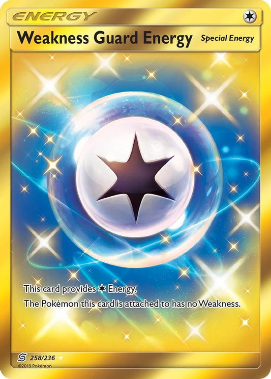 Buy Pokemon cards Australia - Weakness Guard Energy 258/236 - Premium Raw Card from Monster Mart - Pokémon Card Emporium - Shop now at Monster Mart - Pokémon Cards Australia. Energy, Gold, MMB20, New 11 Mar, Secret Rare, SM, Unified Minds