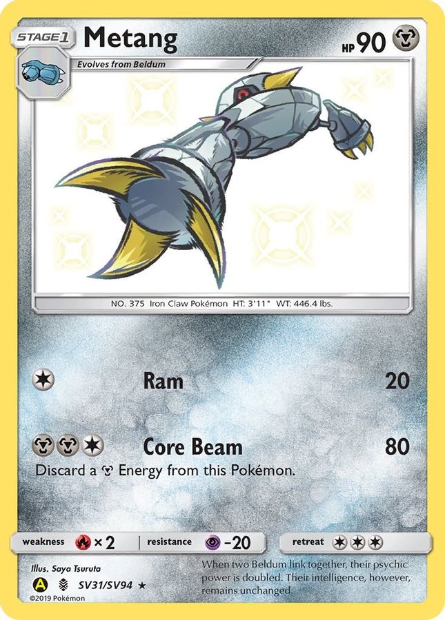 Buy Pokemon cards Australia - Metang SV31/SV94 - Premium Raw Card from Monster Mart - Pokémon Card Emporium - Shop now at Monster Mart - Pokémon Cards Australia. Hidden Fates, Shiny Holo Rare, Shiny Vault