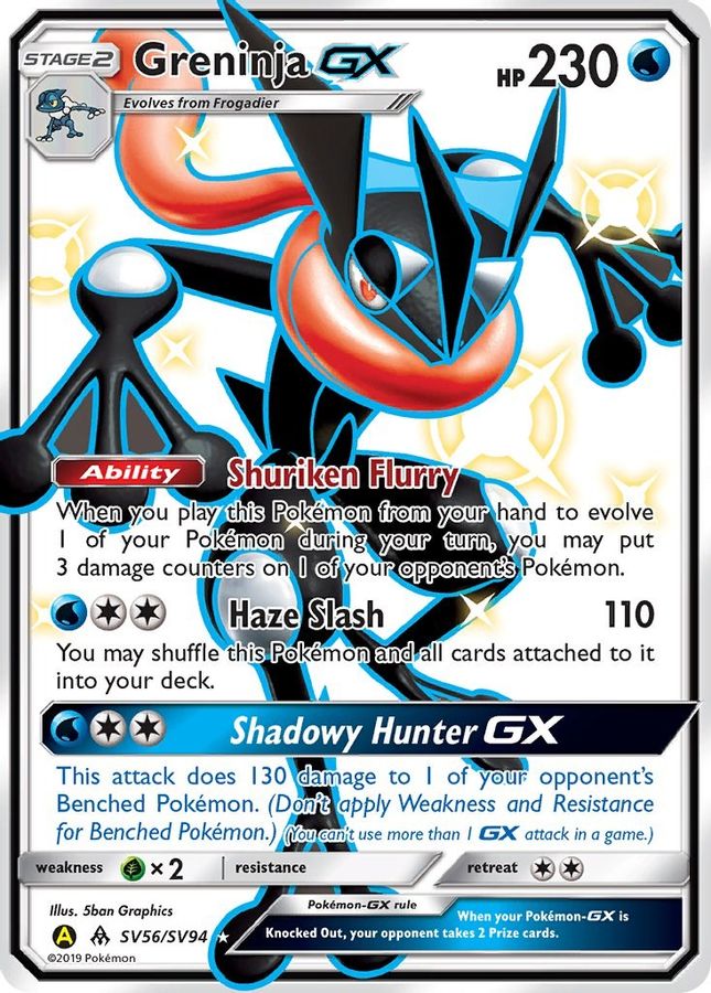 Buy Pokemon cards Australia - Greninja GX SV56/SV94 - Premium Raw Card from Monster Mart - Pokémon Card Emporium - Shop now at Monster Mart - Pokémon Cards Australia. GX, Hidden Fates, Shiny Holo Rare, Shiny Vault