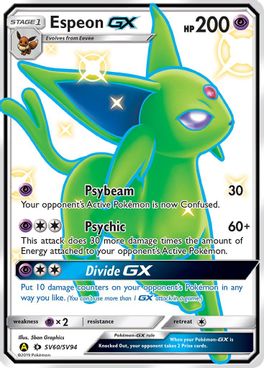 Buy Pokemon cards Australia - Espeon GX SV60/SV94 - Premium Raw Card from Monster Mart - Pokémon Card Emporium - Shop now at Monster Mart - Pokémon Cards Australia. GX, Hidden Fates, Shiny Holo Rare, Shiny Vault
