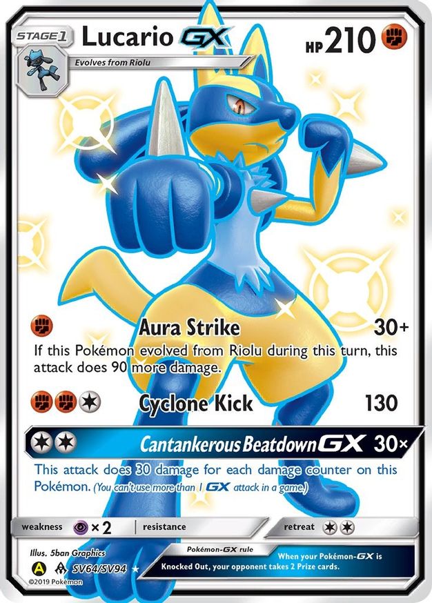 Buy Pokemon cards Australia - Lucario GX SV64/SV94 - Premium Raw Card from Monster Mart - Pokémon Card Emporium - Shop now at Monster Mart - Pokémon Cards Australia. Hidden Fates, Shiny Vault