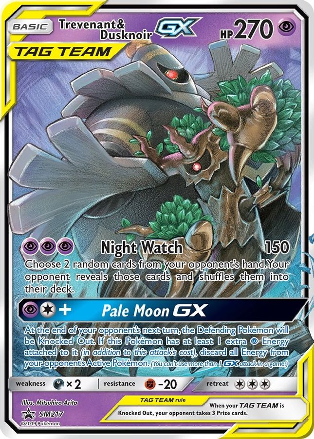 Buy Pokemon cards Australia - Trevenant & Dusknoir GX SM217 - Premium Raw Card from Monster Mart - Pokémon Card Emporium - Shop now at Monster Mart - Pokémon Cards Australia. GX, Promo, SM, Tag Team