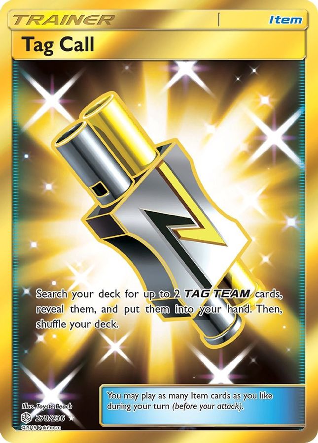 Buy Pokemon cards Australia - Tag Call 270/236 - Premium Raw Card from Monster Mart - Pokémon Card Emporium - Shop now at Monster Mart - Pokémon Cards Australia. Cosmic Eclipse, Gold, Secret Rare, Trainer