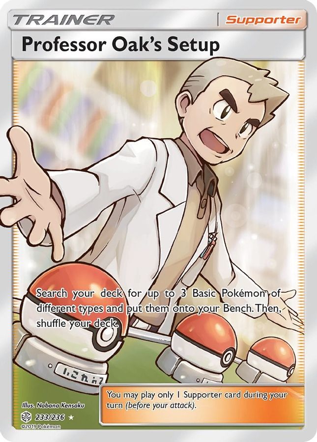 Buy Pokemon cards Australia - Professor Oak's Setup 233/236 - Premium Raw Card from Monster Mart - Pokémon Card Emporium - Shop now at Monster Mart - Pokémon Cards Australia. Cosmic Eclipse, Full Art, MMB10, New 18 Mar, Trainer