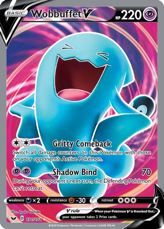 Buy Pokemon cards Australia - Wobbuffet V 191/202 - Premium Raw Card from Monster Mart - Pokémon Card Emporium - Shop now at Monster Mart - Pokémon Cards Australia. Full, MMB20, Sword & Shield